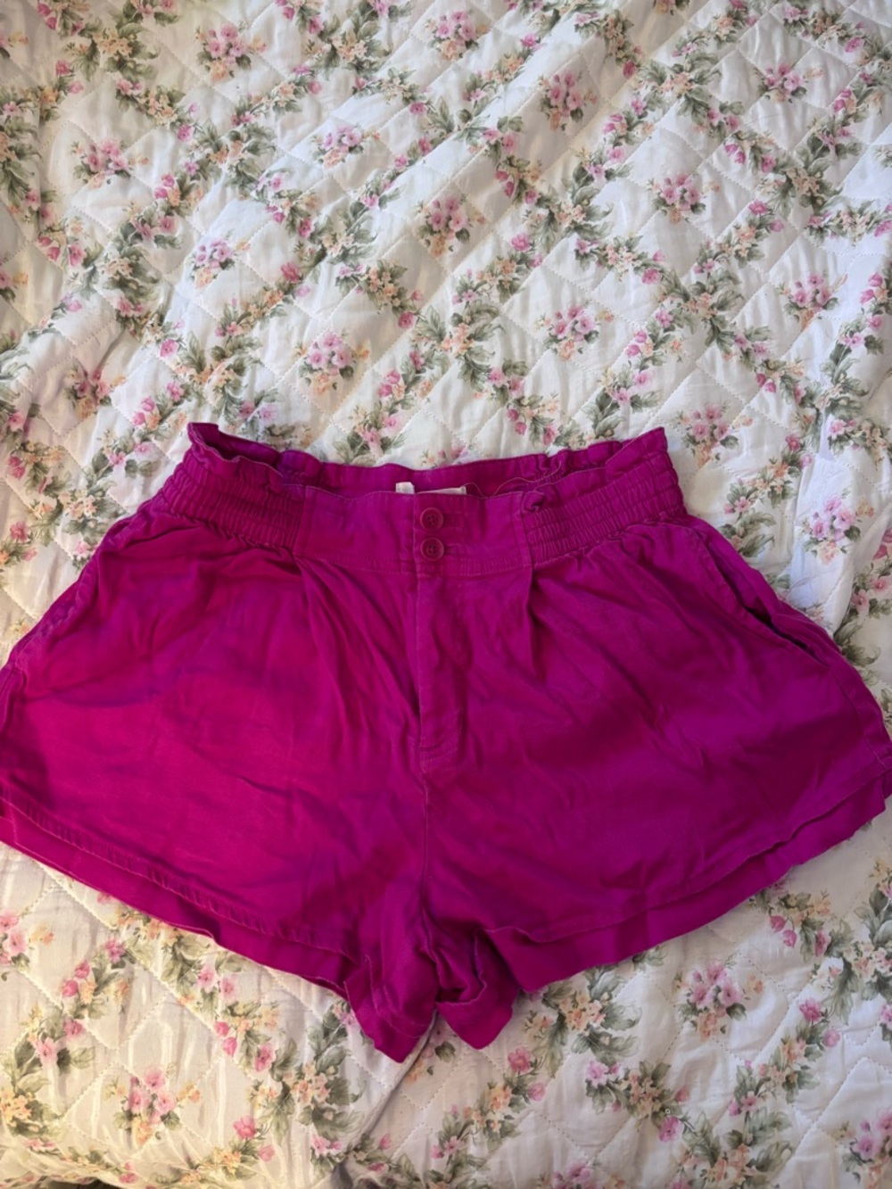Anthropologie High-Waist Bright Magenta Shorts
